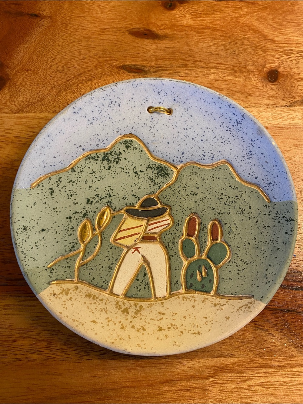 Ceramic Decorative Plate Linea Gold Made in Mexico